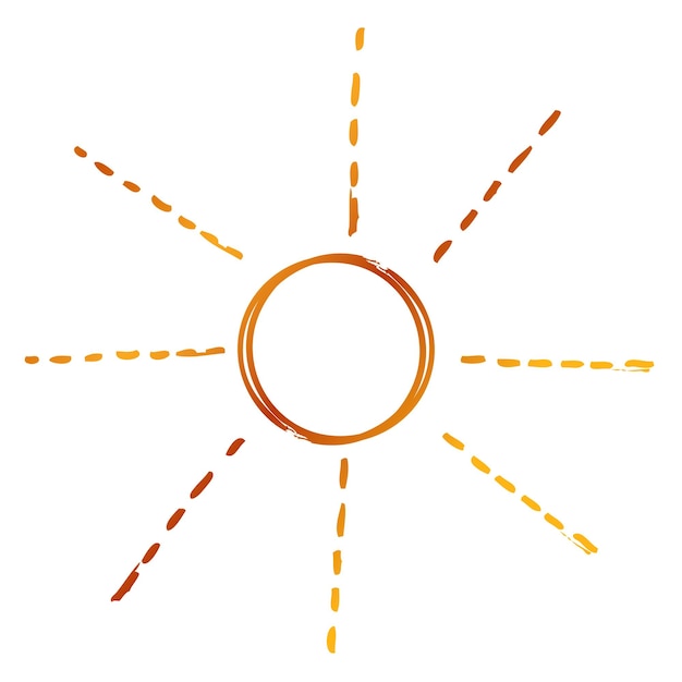 Simple vector mano dibujar boceto de golden sunburst sun burst aislado en blanco