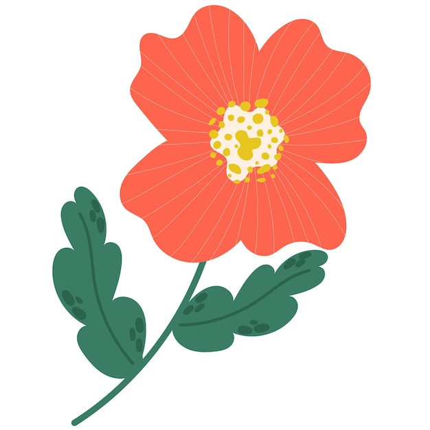 Simple vector mano dibujar flores con ramas y hojas naturales. elementos de flores de primavera.