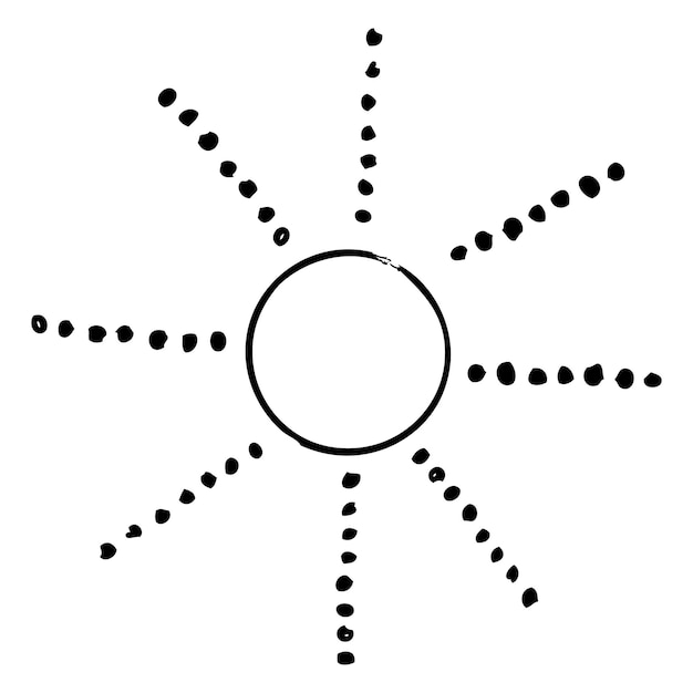 Simple vector mano dibujar sketch de sunburst sun burst aislado en blanco