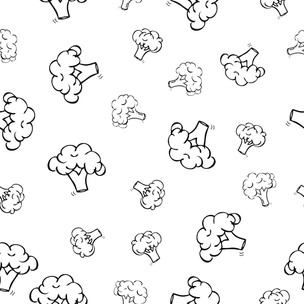 Simple vector de patrones sin fisuras mano dibujar boceto tres brócoli para envolver fondo de papel