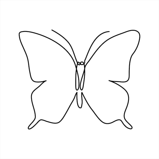Simple vector resumen contorno hermosa mariposa aislada sobre fondo blanco y mínimo