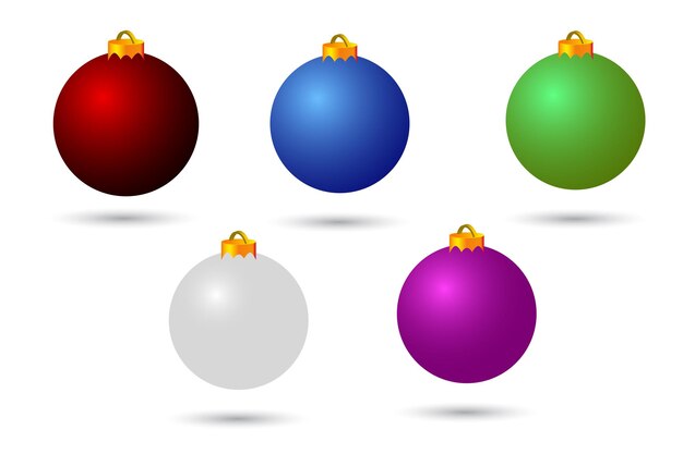 Simple Vector Set 5 bolas de Navidad de varios colores