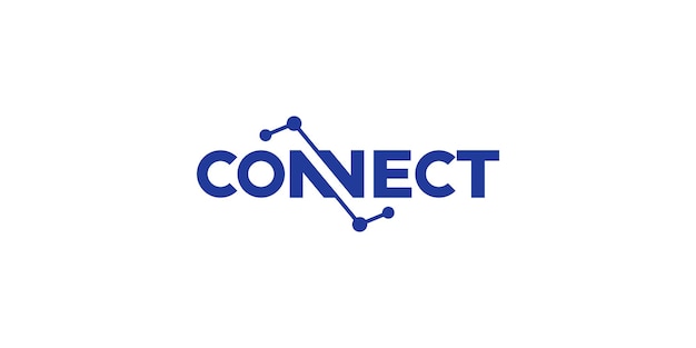 Simple Wordmark Connect Logo Dot Conectado con el diseño vectorial de íconos de red de estilo moderno