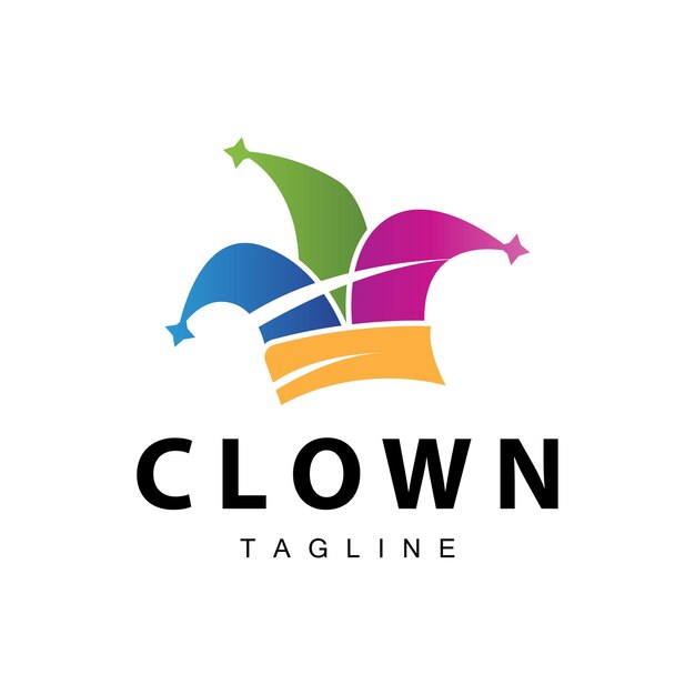 Simplemente colorido sombrero de payaso logotipo simple equipo de circo comediante diseño plantilla ilustración