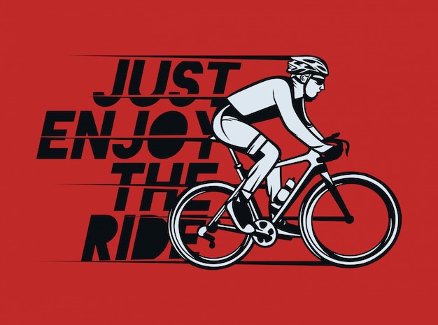 Vector simplemente disfruta del eslogan de ciclismo de póster de diseño de camiseta de paseo en estilo vintage