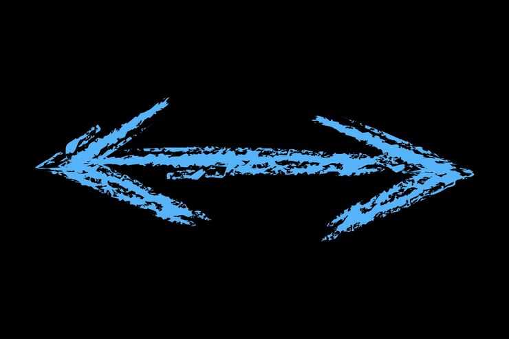 Vector simplemente dos flechas a la izquierda y a la derecha de color tiza flecha dibujada a mano