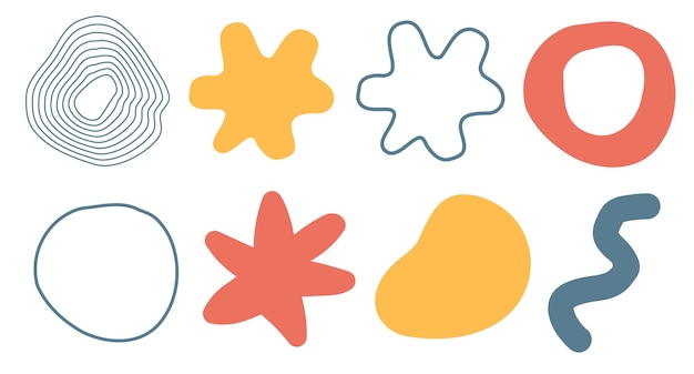 Simplemente garabatear dibujos animados formas abstractas elementos de diseño en niños infantil estilo gráfico vectorial