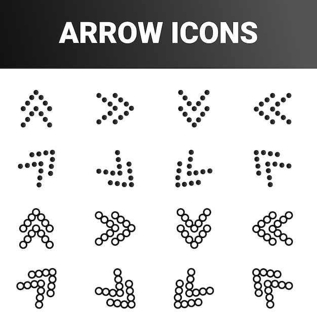 Simplemente minimalista señal de flecha direccional marca iconos conjunto de diseño vectorial