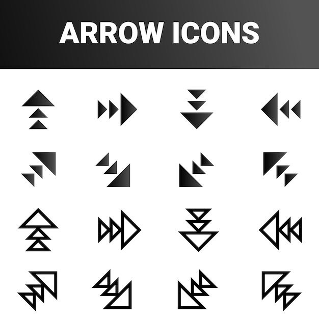 Simplemente minimalista señal de flecha direccional marca iconos conjunto de diseño vectorial