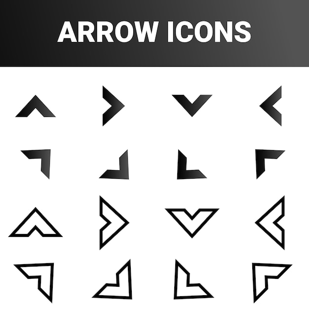 Simplemente minimalista señal de flecha direccional marca iconos conjunto de diseño vectorial