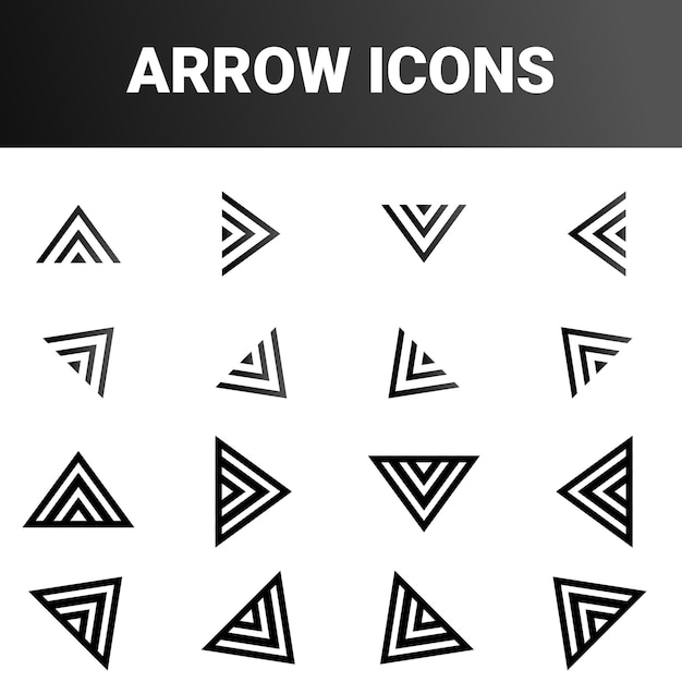 Simplemente minimalista señal de flecha direccional marca iconos conjunto de diseño vectorial