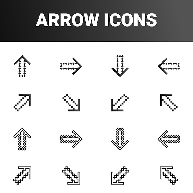 Simplemente minimalista señal de flecha direccional marca iconos conjunto de diseño vectorial