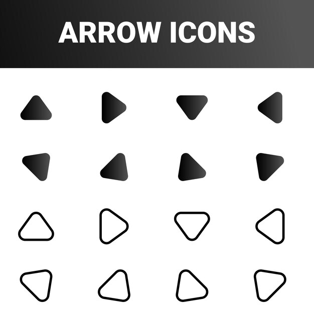 Simplemente minimalista señal de flecha direccional marca iconos conjunto de diseño vectorial