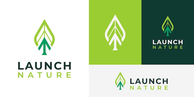 Simplemente Nature Leaf Arrow Start Up Diseño de logotipo de negocio plantilla de marca