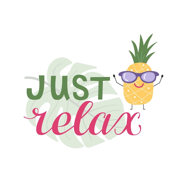 Simplemente relájese el eslogan de las letras a mano Mensaje de inspiración y motivación relajante y relajante