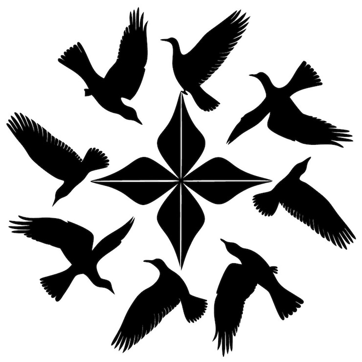Vector simplemente silueta negra de las aves en vuelo