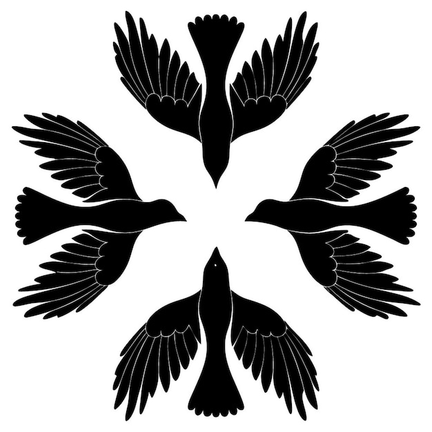 Simplemente silueta negra de las aves en vuelo