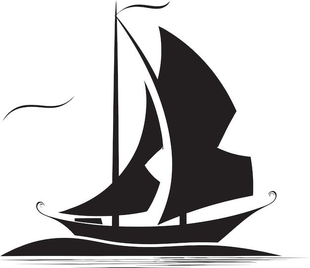 Simplicidad en la orilla Emblema de barco minimalista Minimalismo marítimo Logotipo vectorial de barco simple