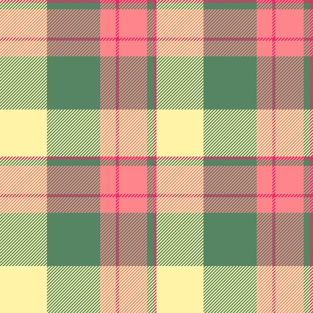 Simplicidad tela tartan pijama sin costuras comprobación del vector de textura patrón de traje fondo textil a cuadros en colores verde y amarillo