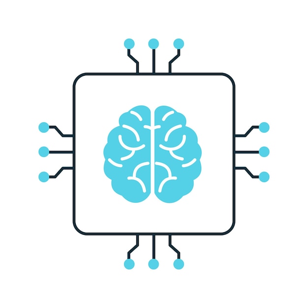 Simulación cerebral de IA y diseño de iconos vectoriales de redes neuronales