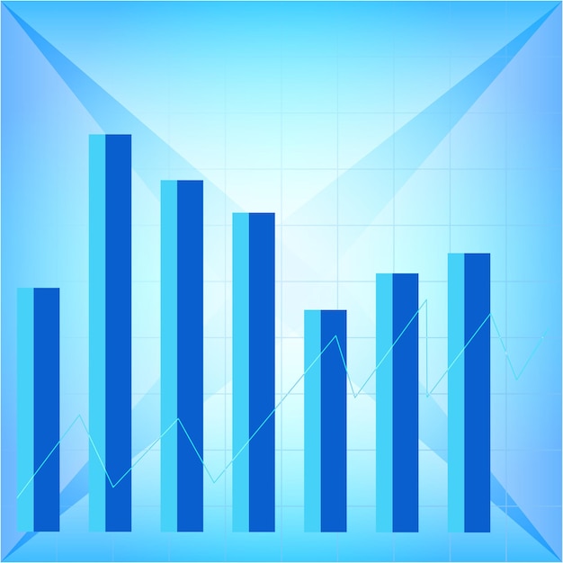 Simulación de un gráfico de líneas sobre un fondo azul comercial especial.