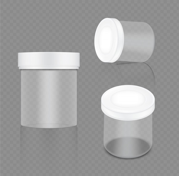 Simulacro de tarro blanco transparente realista