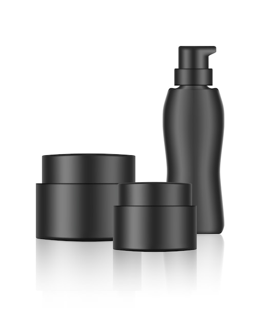 Vector simulacros de fondo de botellas de cosméticos negro realista