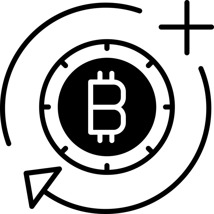 Vector sincronización añadir bitcoin ilustración vectorial de glifo sólido