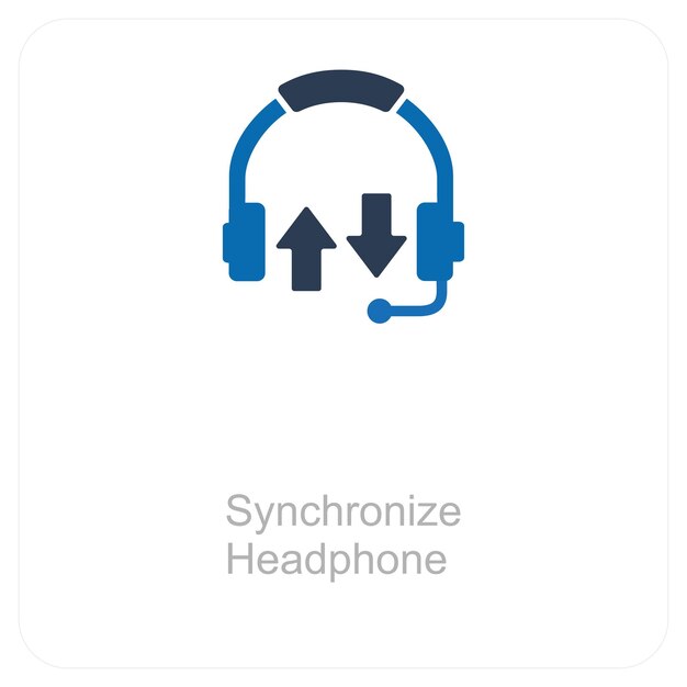 Sincronizar el concepto de auriculares y icono de sincronización