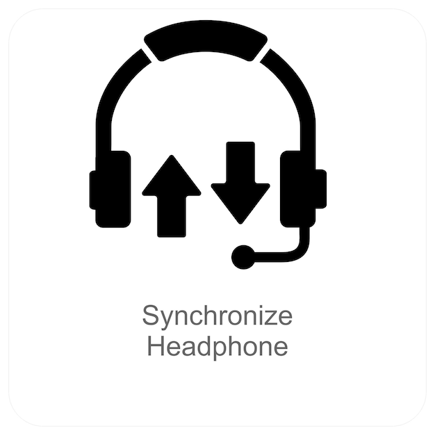 Sincronizar el concepto de auriculares y icono de sincronización