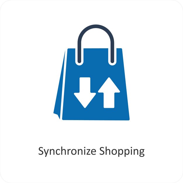 Sincronizar el concepto de icono de compras y sincronización