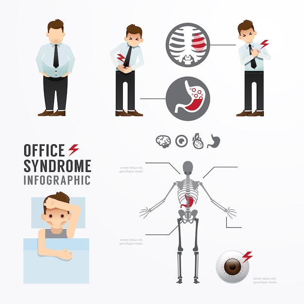 Síndrome de la oficina infográfica Concepto de diseño de plantilla Ilustración vectorial