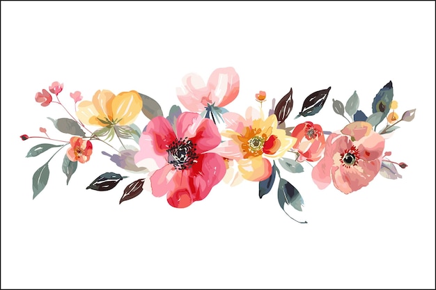 Sinfonía floral hermosos diseños de flores en acuarela