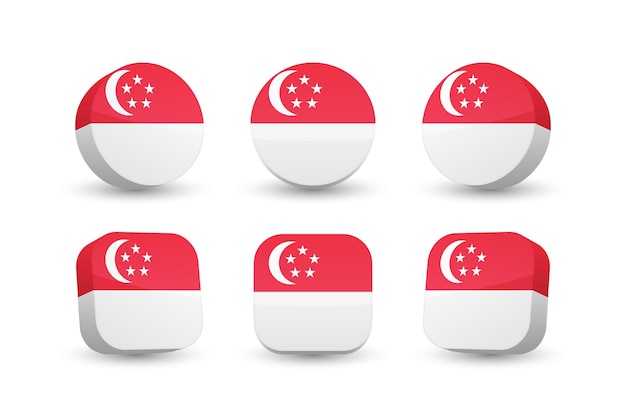 Singapur bandera 3d vector ilustración botón bandera de Singapur aislado en blanco