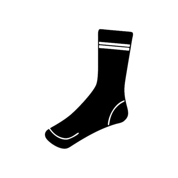 Single black sock shows two white stripes near its top within