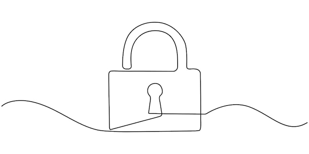 Single Line Drawing of a Padlock Security and Privacy