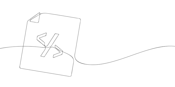 Vector a single line drawing of a program file continuous line programming icon one line icon code file