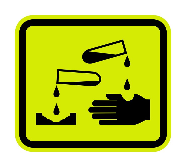 Vector síntomas de sustancias peligrosas icono cráneo inflamable peligro radiactivo corrosivo