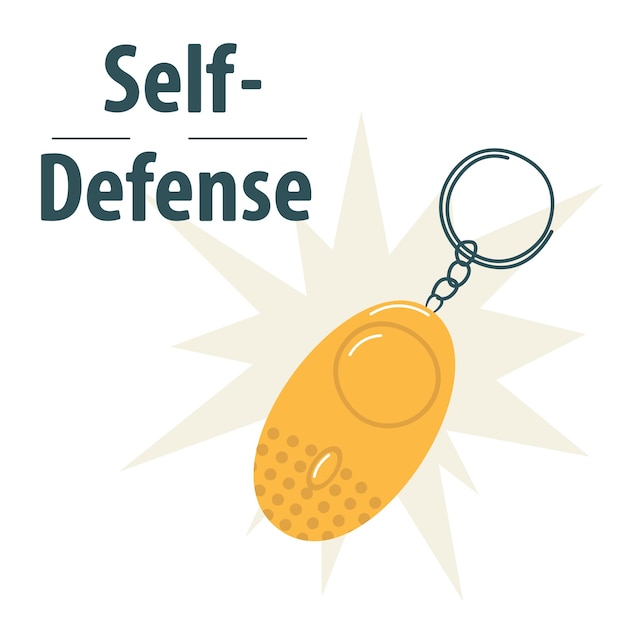 Sirena de alarma de autodefensa Ilustración de seguridad personal en el fondo blanco