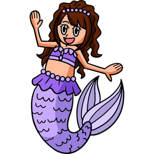 Sirena, brazos, abierto, caricatura, coloreado Clipart