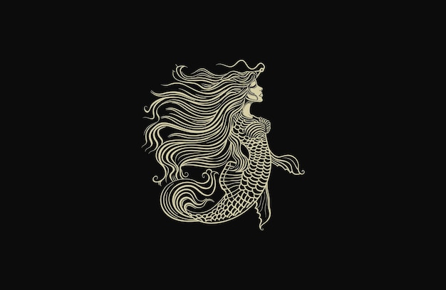 sirena diseño de ilustraciones de arte vectorial vintage
