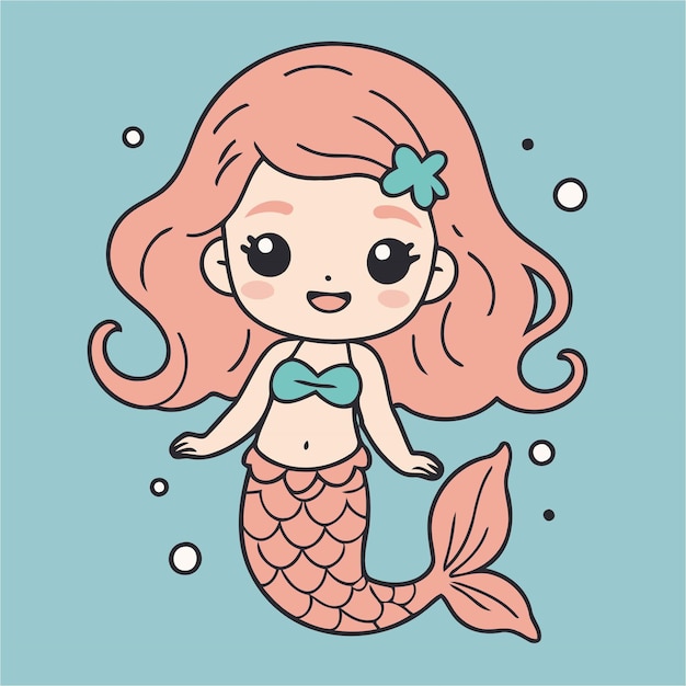 Sirena linda para niños libro de cuentos ilustración vectorial