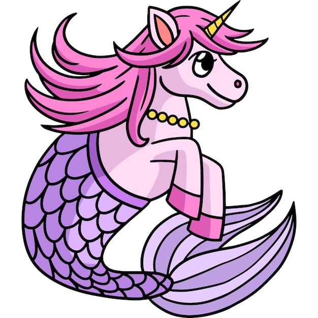 Sirena Unicornio Dibujos Animados Color Clipart