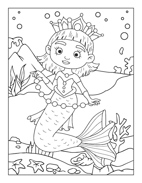 Vector sirenas para colorear para niños