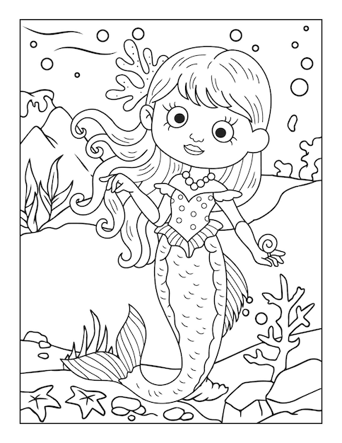 Vector sirenas para colorear para niños