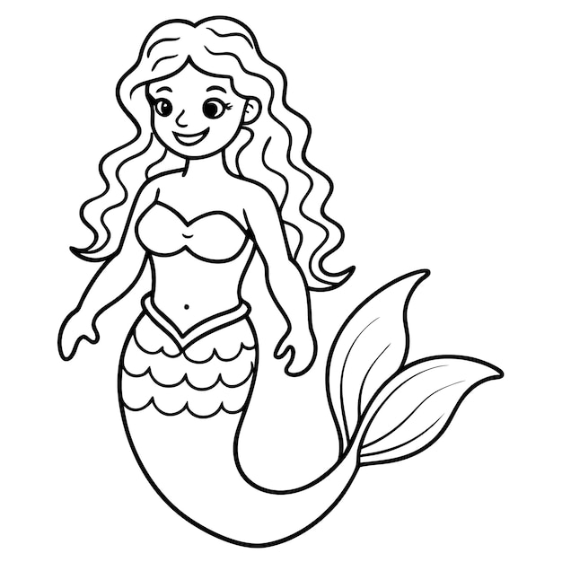 Sirenas para colorear página de arte vectorial ilustración para colorear diseño de libros