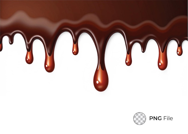 Sirope de chocolate derretido con fugas en un fondo blanco para png transparente