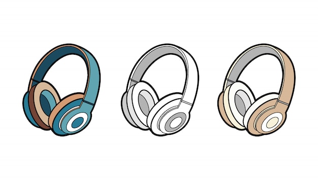 Sistema aislado vector inalámbrico de los auriculares. ejemplo fresco de los auriculares del inconformista de la moda de la juventud en estilo minimalista.