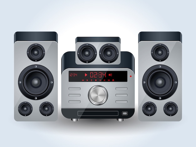 Sistema de audio en casa realista ilustración vectorial