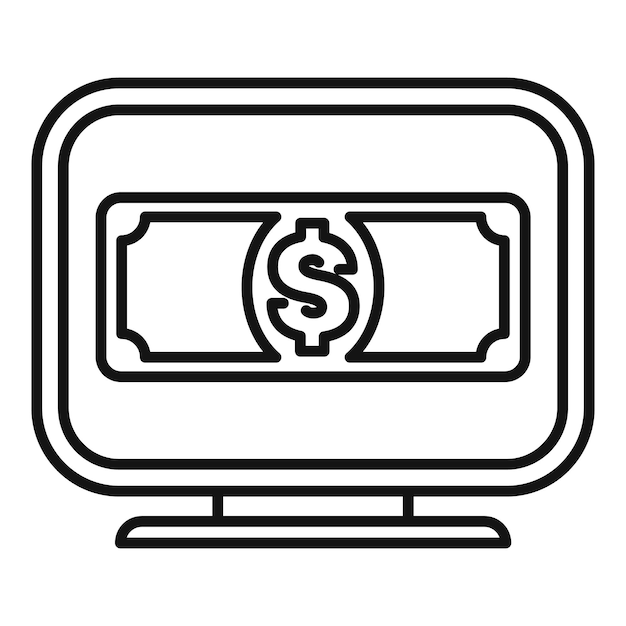 Sistema bancario en línea que muestra billetes de dólar en la pantalla del monitor